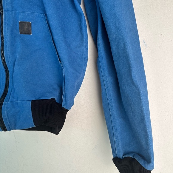 Rare Vintage Carhartt Canvas Hooded Jacket In Blue J360 ELB Size Small - Picture 7 of 10